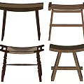 Various Wooden Stools with Different Designs Woven Seats and Unique Structures