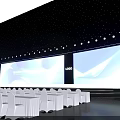 High End Stage Setup With Blue Background Three Large Screens And Logo 3d model