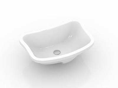 White Ceramic Square Washbasin With Smooth Surface And Modern Design 3d model