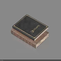Stacked Books As Daily Essentials With Black Cover Golden Text And Brown Textured Design