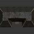 Cartoon Style House Scene with Red Brick Exterior Gray Roof Windows Door and Steps