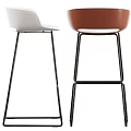 Modern Minimalist Bar Stools With Light Brown And Black Colors And Metal Legs
