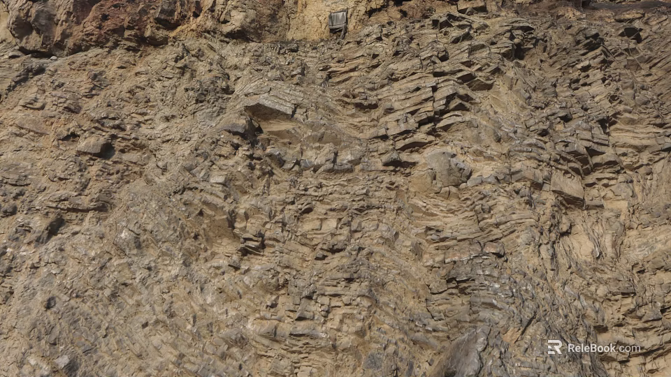 Rough Natural Stone Surface With Layered Rock Texture And Geological Patterns 3d model 