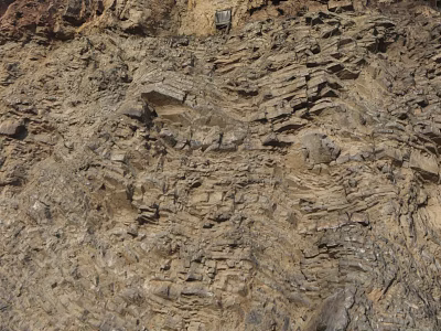 Rough Natural Stone Surface With Layered Rock Texture And Geological Patterns 3d model