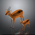 Two Orange Antelopes in Low Poly Style Mother and Baby 3D Rendering 3d model