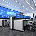Bright Modern Monitoring Control Room Equipped With Large Data Screen And Professional Operation Consoles
