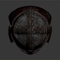 Ancient Viking Style Metal Helmet Weapon With Decorative Rivets And Historical Design
