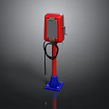 Red Charging Station With Display Screen Blue Base And Black Cable