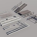 Pipe Wire Steel Stair 3d model