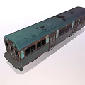 Rustic Blue Green Train Carriage With Multiple Windows And Wooden Doors