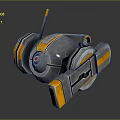Gray And Orange Mechanical Robot With Circular Body Antenna And Armored Design
