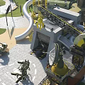 Durable Industrial Style Sofa And Coffee Table Set For Outdoor Military Themed Children Playground