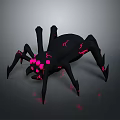 Black Spider With Pink Glowing Accents And Red Traces On Dark Surface