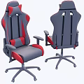 Gray And Red Ergonomic Gaming Chair With Adjustable Backrest And Swivel Base