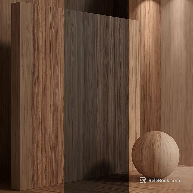 Wooden Components With Various Wood Grains Color Textures And Decorative Sphere 3d model 