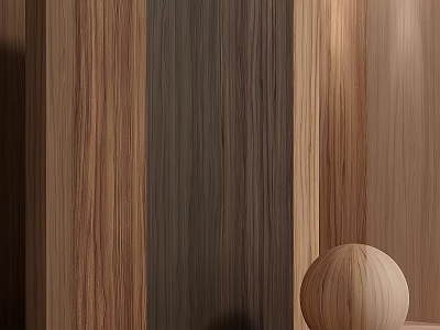 Wooden Components With Various Wood Grains Color Textures And Decorative Sphere 3d model