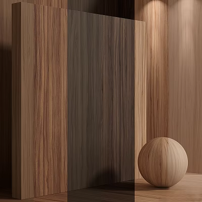 Wooden Components With Various Wood Grains Color Textures And Decorative Sphere 3d model