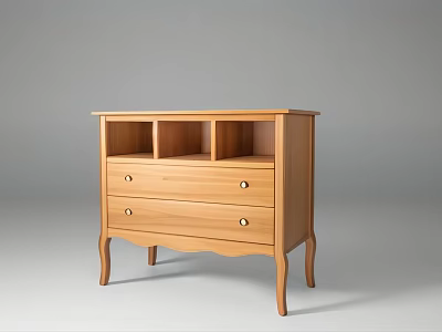 Elegant Wooden Bookcase With Open Shelves And Two Drawer Storage Design 3d model