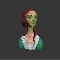 Animated Game Movie Character With Long Brown Hair Gold Headband Green Top And White Patterns