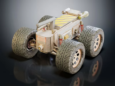 Toy Off Road Vehicle With Large Tires Yellow Striped Top Metal Body And Suspension Springs 3d model