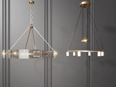 Modern Gold And Black Chandeliers With Crystal Accents And White Shades For Interior Decor 3d model