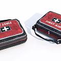 Red First Aid Kits With White Cross Symbol And First Aid Text For Medical Use