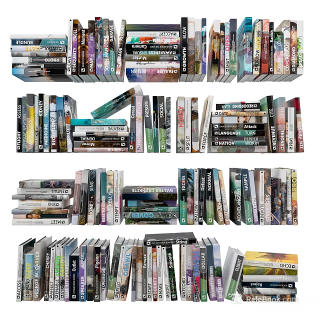 Assorted Books and Magazines Stacked in Colorful Collection for Reading 3d model 