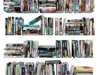 Assorted Books and Magazines Stacked in Colorful Collection for Reading 3d model
