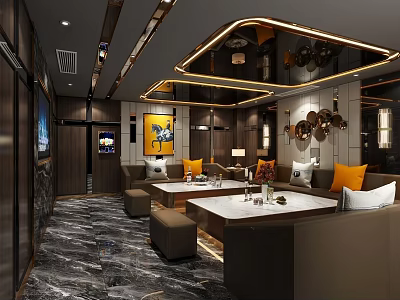 Elegant Luxurious KTV Room Interior With Sofa Coffee Table And Decorative Lighting 3d model