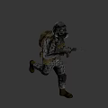 A Man Wearing Camouflage Uniform Gas Mask And Helmet Holding Rifle In Night Setting