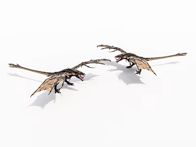 Two Realistic Pterosaur Models With Extended Wings And Dynamic Poses 3d model