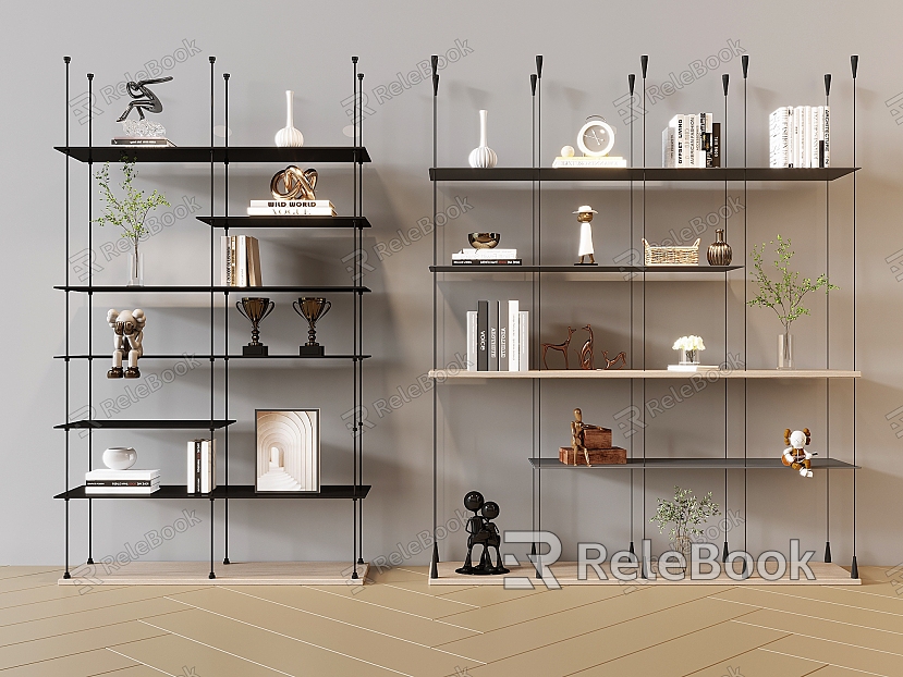 Minimalist Bookshelf Metal Bookshelf Iron Bookshelf Storage Rack Books and Magazines Decorations model