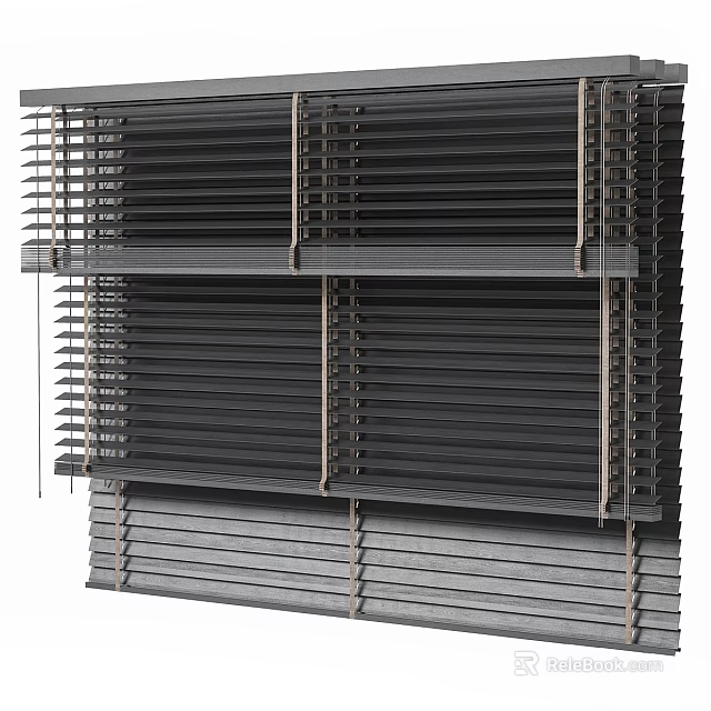 Modern Gray Venetian Blinds With Neatly Arranged Slats For Window Covering 3d model 