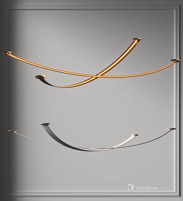 Modern Chandelier With Curved Crossed Metal Arms And Multiple Light Fixtures 3d model 