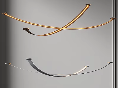 Modern Chandelier With Curved Crossed Metal Arms And Multiple Light Fixtures 3d model