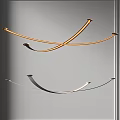 Modern Chandelier With Curved Crossed Metal Arms And Multiple Light Fixtures