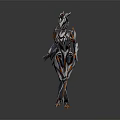 Futuristic Biomechanical Character With White Black Orange Armor And Organic Mechanical Features