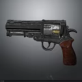 Vintage Revolver With Metallic Body Red Grip And Detailed Industrial Design