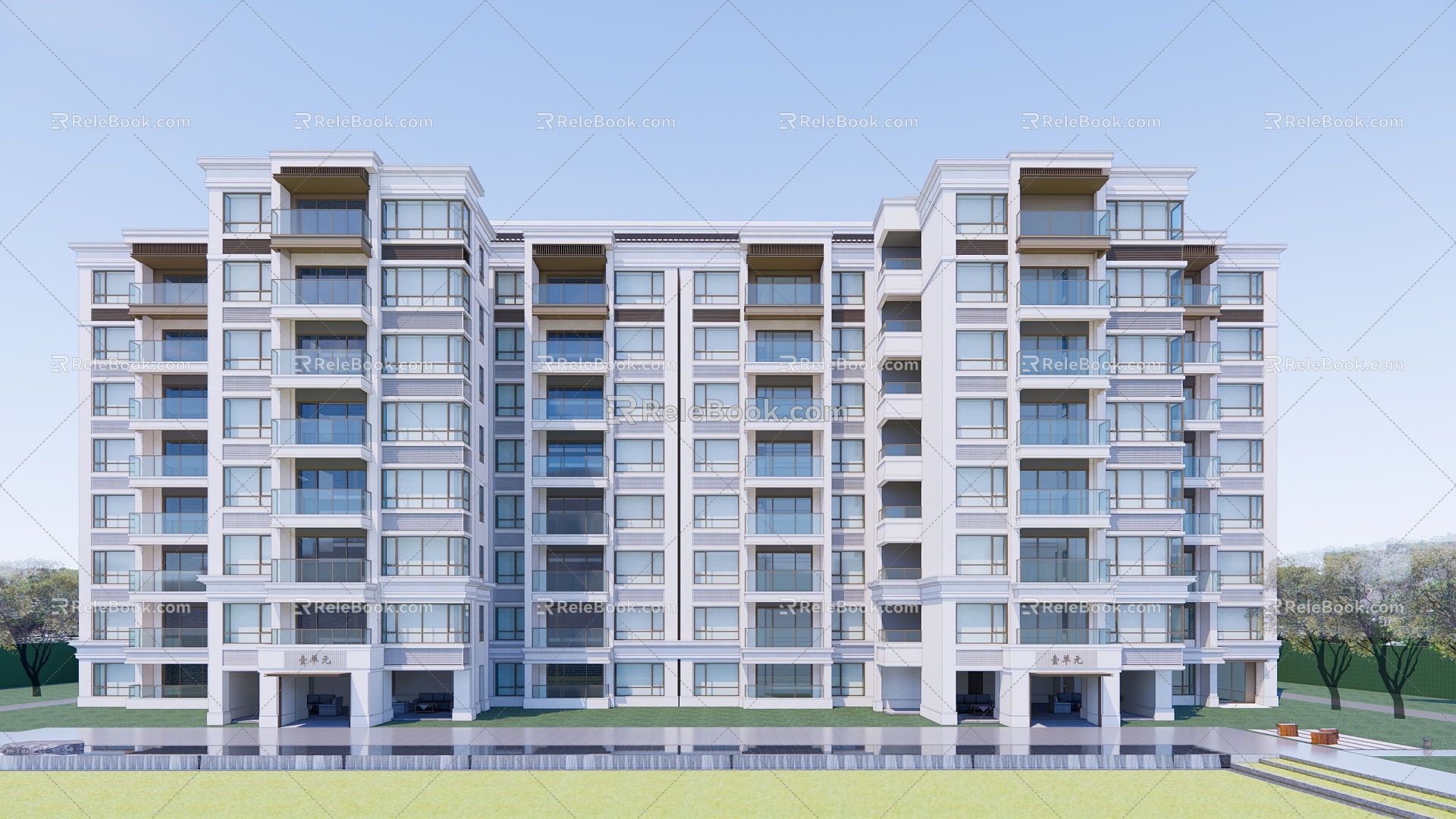 Modern Residential Building Simple Atmosphere Multi-storey House Residential Building 3d model