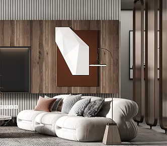 Modern Sofa Casual Sofa Combination Sofa Floor Lamp Study Sofa Simple Cream Style Italian Screen Partition G716 3d model