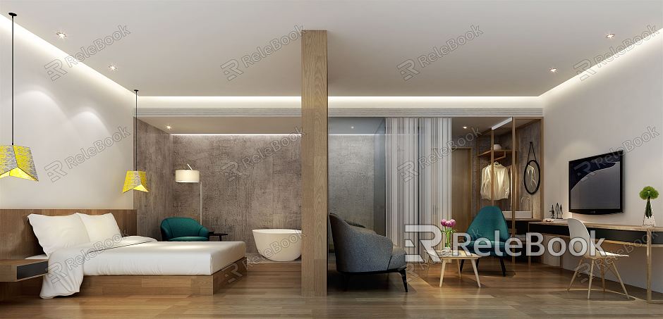 Modern Room Hotel Homestay Suite model