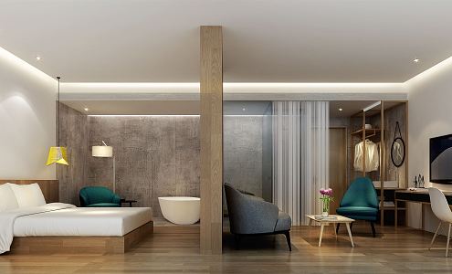 Modern Room Hotel Homestay Suite 3d model