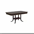 Classic Dining Table With Glass Top Wooden Frame Gold Accents Curved Legs And Lower Shelf
