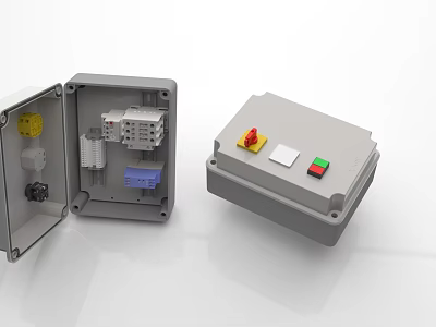 Industrial Electrical Control Boxes with Internal Components External Switches and Indicators 3d model