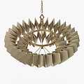 Modern Geometric Chandelier With Angular Beige Panels And Golden Metal Frame