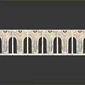 Ancient Arcade With Weathered Floor And Intricate Arched Ceiling Columns 3d model