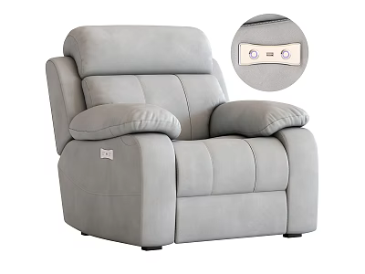 Modern Single Gray Sofa With Button Tufted Backrest And Soft Comfortable Fabric 3d model