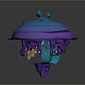 3D Scene Component Featuring Blue Purple Gradient Top And Intricate Base Structure