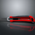 Red And Black Utility Knife With Retractable Blade And Ergonomic Handle 3d model
