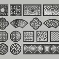 Chinese-style openwork window grilles pane 3d model